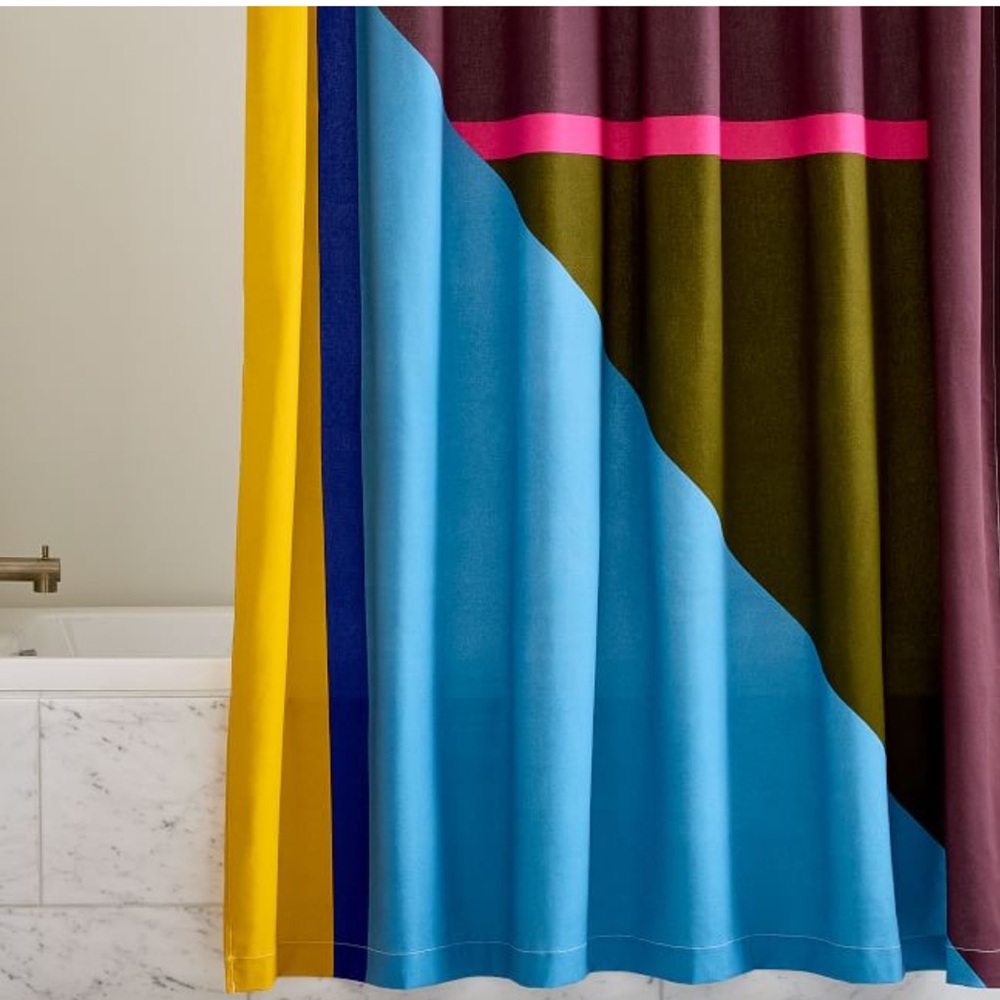 West elm modern split color block shower curtain